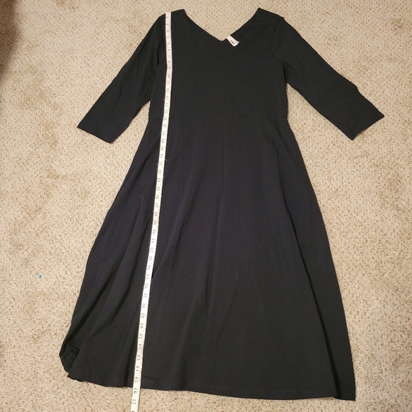 Pact Women's Organic Cotton Fit & Flare Midi Party Dress Pockets Size XL Black - Picture 10 of 12